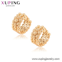 95519 xuping joyería de moda níquel libre deslumbrante girasol con cuentas 18 k oro pendiente del aro